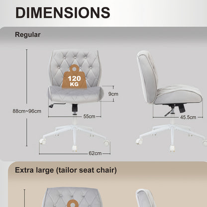 Ergonomische Bureaustoel – Office Chair – Make-up Stoel – Werkstoel – Draaistoel – Faux-suède Bekleding – Verstelbare Hoogte – 12° Schommelfunctie – 360° Draaibaar – Grijs