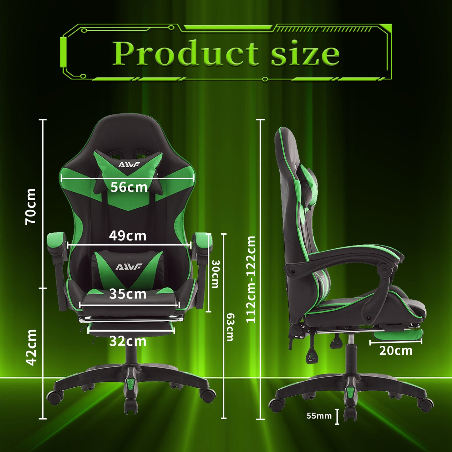 Gaming Chair – Gaming Stoel – Bureaustoel – Gaming Armstoel – Zithoekstoel – Ergonomisch Met Voetensteun – 360° Draaibaar Met Verstelbare Lendensteun
