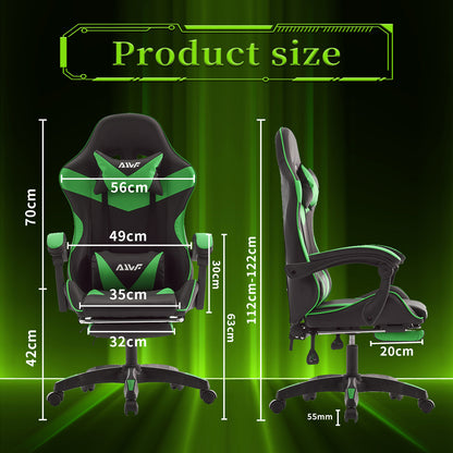 Gaming Chair – Gaming Stoel – Bureaustoel – Gaming Armstoel – Zithoekstoel – Ergonomisch Met Voetensteun – 360° Draaibaar Met Verstelbare Lendensteun