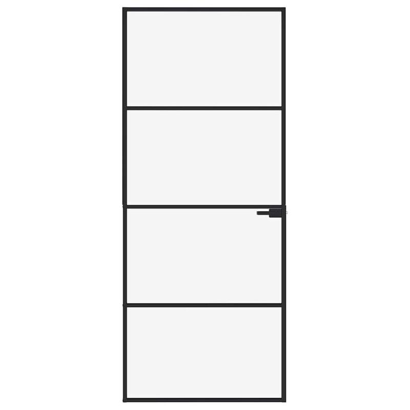 Binnendeur – Zwarte Deur – Interne Deur – Glazen Deur – Aluminium Deur – Temper Veilig Glas – Slank Design 83x201,5 cm