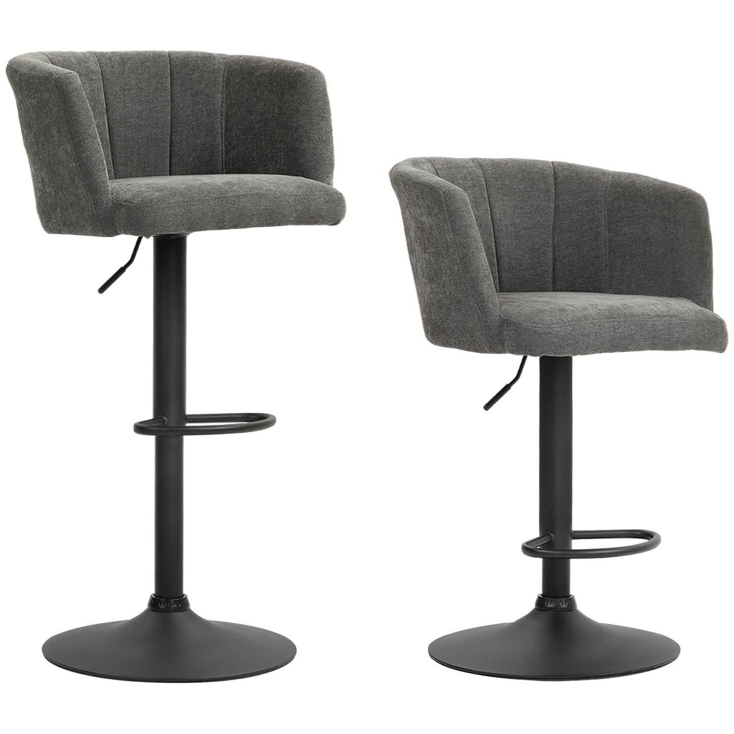 Barkrukken – Barstoelen – Keukenkrukken – Hoge Stoelen – Krukken Set – Donkergrijs – Verstelbare Hoogte – Metalen Onderstel Met Voetsteun