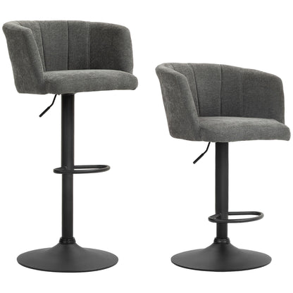 Barkrukken – Barstoelen – Keukenkrukken – Hoge Stoelen – Krukken Set – Donkergrijs – Verstelbare Hoogte – Metalen Onderstel Met Voetsteun