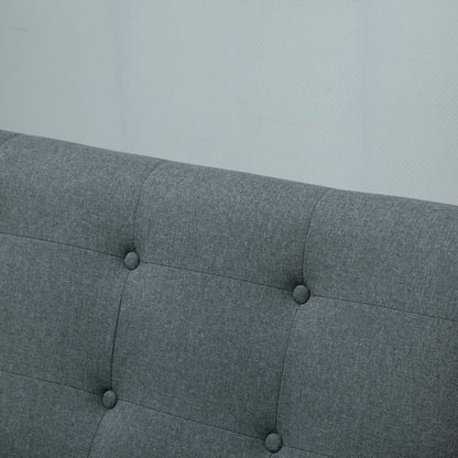2-Zits Bank – Loveseat – Compacte Sofa – Sofa Bed – Tweezitsbank – Stevig Rubberhouten Frame – Pluche Zacht Zitkussen – Donkergrijs
