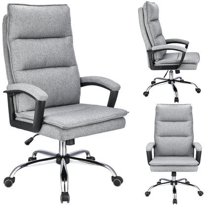 Bureaustoel – Kantoorstoel – Office Chair – Draaistoel – Bureau Stoel – Verstelbare Zithoogte 43-49 cm – Stalen Frame Met Chromen Afwerking - Lichtgrijs