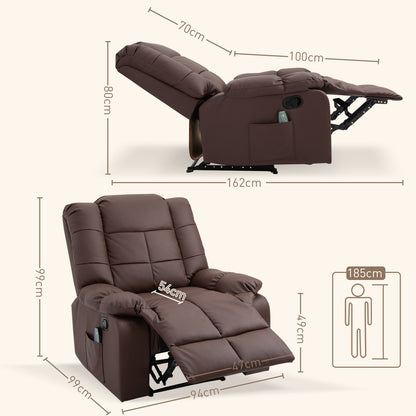 Massagestoel – Relaxstoel – Massagefauteuil – Wellnessstoel – Bruine Kunstleren Massagestoel – Compact Formaat 94x99x99 cm – Met Afstandsbediening