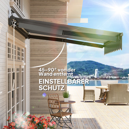 Zonnescherm – Knikarmscherm – Handbediend Zonnescherm – Uitvalscherm – Terrasscherm – Grijs – 300 cm Breed – Zonne-energie LED Verlichting