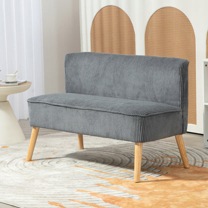 2-zits bank – tweepersoons sofa – loveseat – loveseatbank – zitbank – fluwelen polyester bekleding – stevig houten frame – 117x56,5x77 cm – grijs