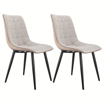 Gestoffeerde Stoelen – Eetkamer Stoelen – Lounge Stoelen – Bureaustoelen – Zithoeken Stoelen – Set Van 2 Beige – Metalen Frame – Comfortabel En Onderhoudsvriendelijk