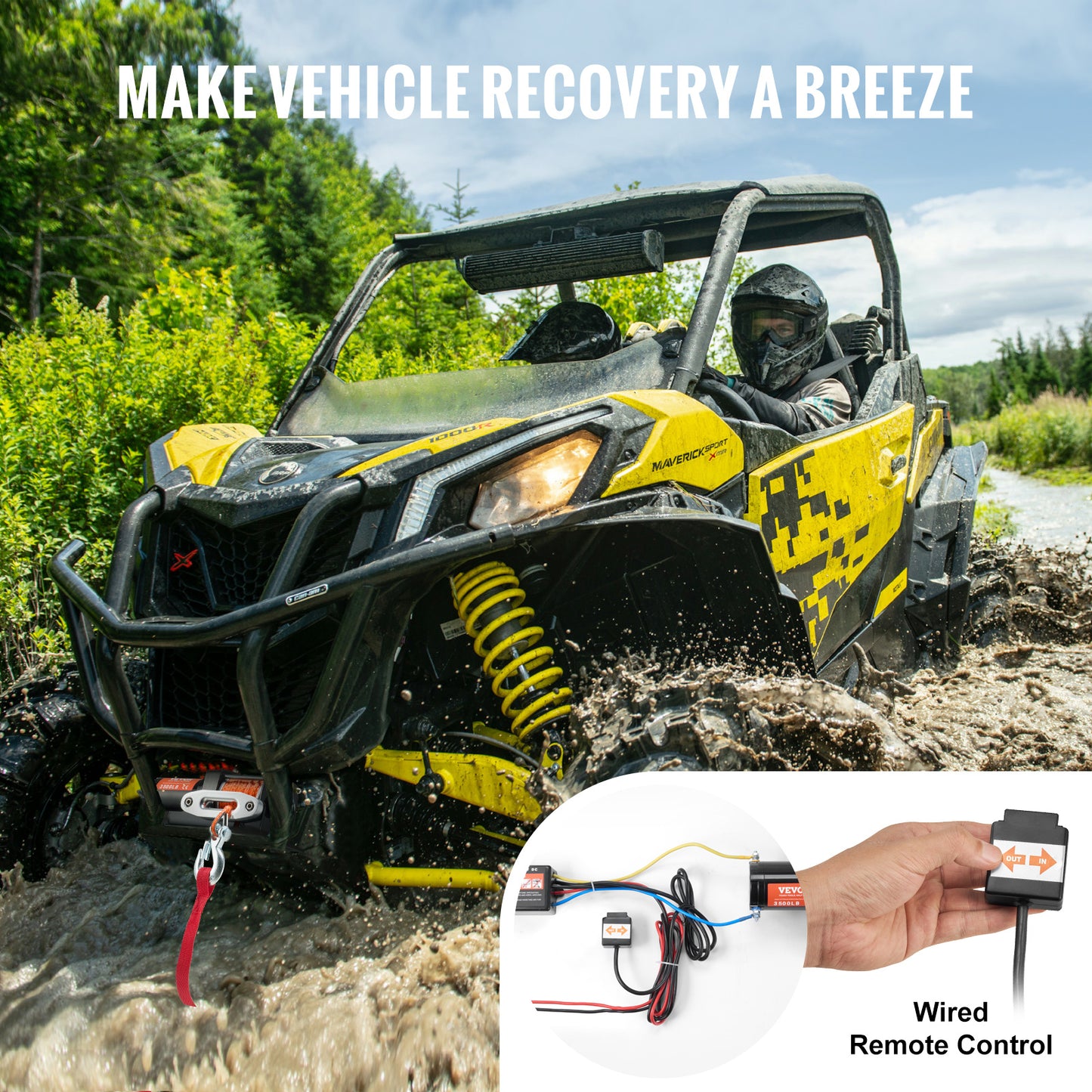 Elektrische Lier – Offroad Lier – ATV Lier – UTV Lier – Elektrische Blokkeerlier – 1587 kg Trekkracht – Waterdichte Bedrade Afstandsbediening