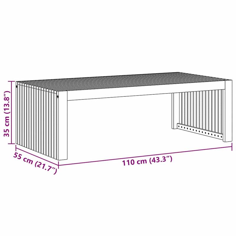 Tuin Coffee Table 110X55X35 Cm Solid Wood Acacia Removable, Suitable for Indoor Use And Suitable for All Seasons
