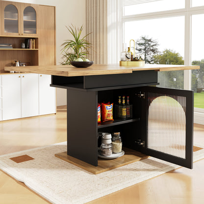 Extendable Dining Table with Extendable Shelf - Space-Saving Modern Kitchen & Dining Table, Converts to, Sturdy Metal Construction, Easy Assembly for Small Spaces, Apartments, Living Room - Black Contemporary Design