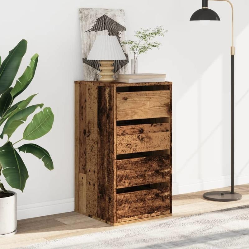 Modern Minimalist Solid Wood Storage Cabinet with Lockable Drawers & Open Shelves - 40x41x76cm Freestanding Organizer with Golden-Toned Hardware, Natural Wood Grain Finish, Easy Assembly for Bedroom, Living Room, Home Office