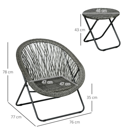 Tuinset – Buitenmeubelset – Patio Set – Tuinmeubilair – Balkonset – 2 Persoons – Stalen Frame – Opvouwbaar – Grijs