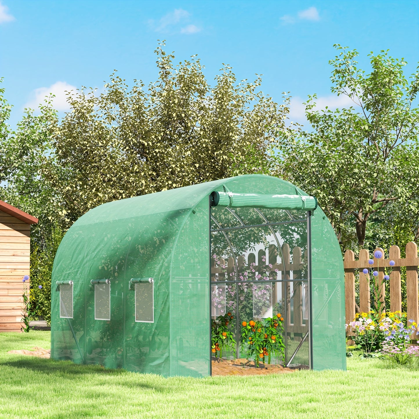 Kas – Tuinkas – Groentetunnel – Hobbykas – Kweekkas – 3x2x2m – UV-bestendig Plastic – 6 Ventilatieraampjes & Rolluikdeur