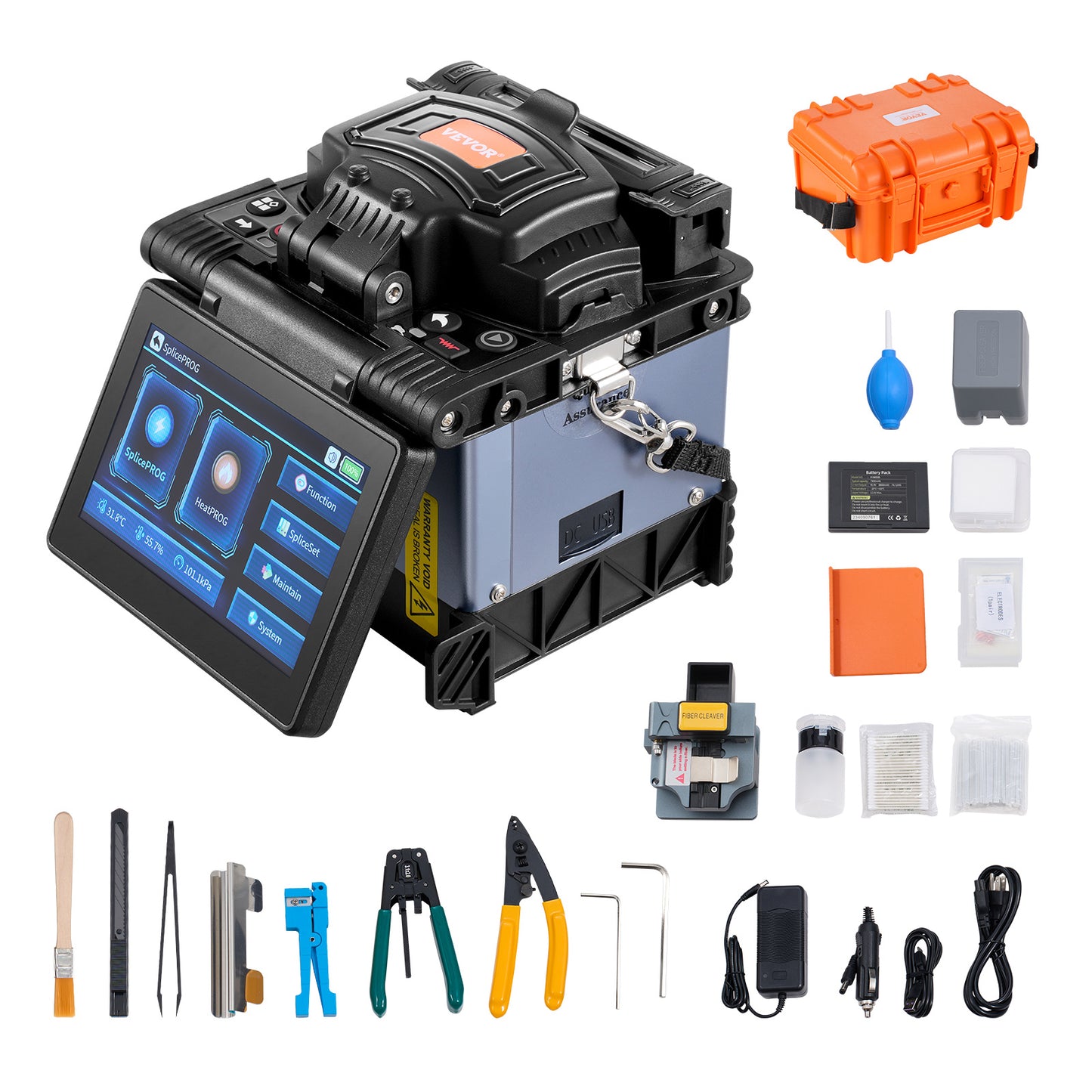 Glasvezel Fusion Splicer – Glasvezellasser – Fiber Optic Splicer – Vezel Lasapparaat – Vezellasser Professioneel – 6 Motoren Kernuitlijning – 5 Inch Touchscreen