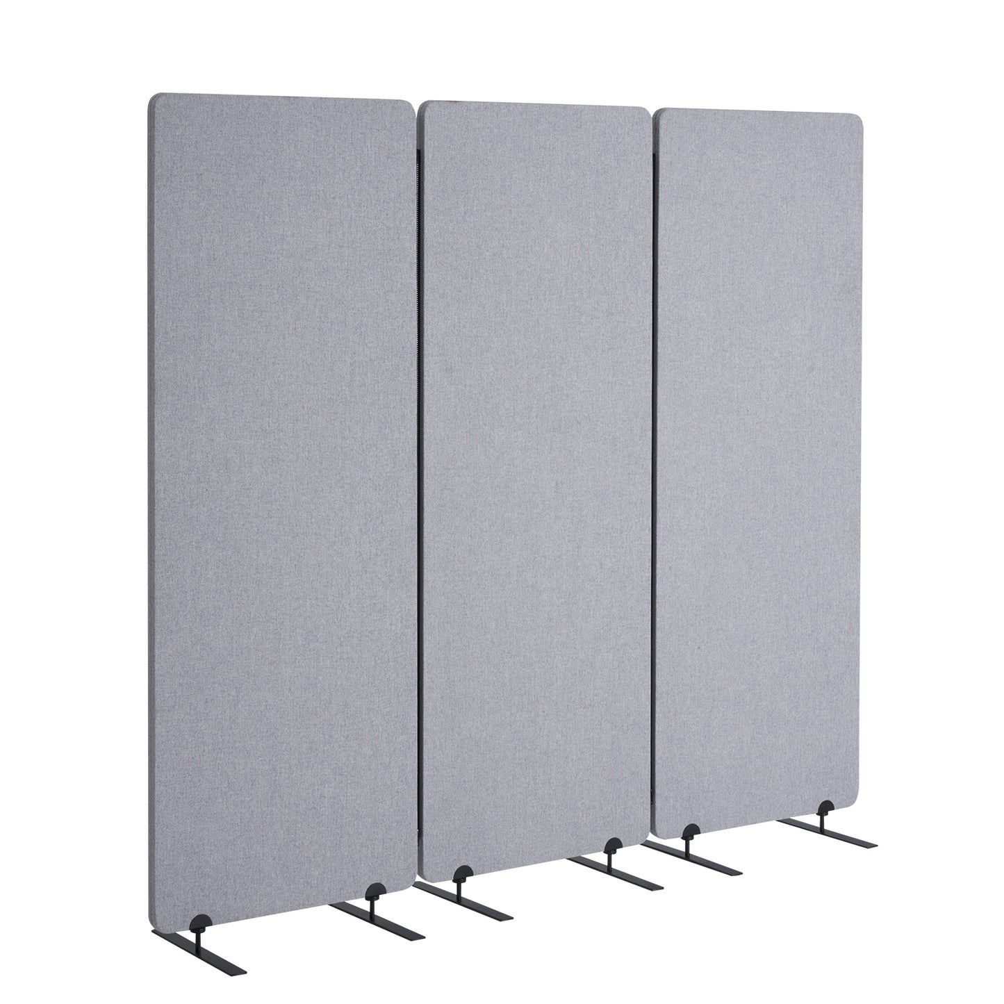 Kamerscherm – Roomdivider – Scheidingswand – Paravent – Ruimteverdeler – Geluiddempend – 3 Panelen – PET Polyester – Grijs – 184x35x166 cm