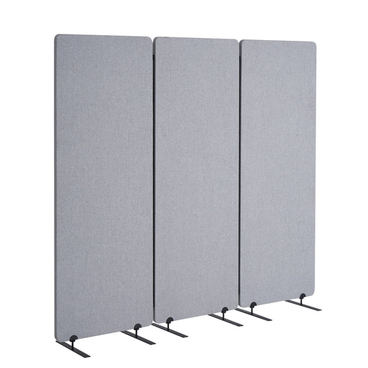 Kamerscherm – Roomdivider – Scheidingswand – Paravent – Ruimteverdeler – Geluiddempend – 3 Panelen – PET Polyester – Grijs – 184x35x166 cm