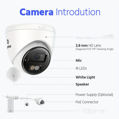 IP Camera – Camerabewaking – Beveiligingscamera – Buitenbeveiliging – Turret Camera – 5MP 3K Resolutie – AI Mensen- en Voertuigdectectie – Kleurennachtzicht – Tweewegs Audio – Weerbestendig
