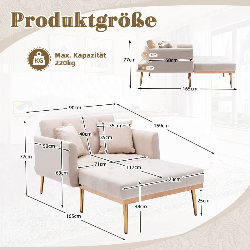 Fauteuil Verstelbare Relaxstoel – Lounge Chair – Armstoel – Recliner – Stoel Met Kussen – Stabiel Metalen Frame – Comfortabel & Onderhoudsvriendelijk