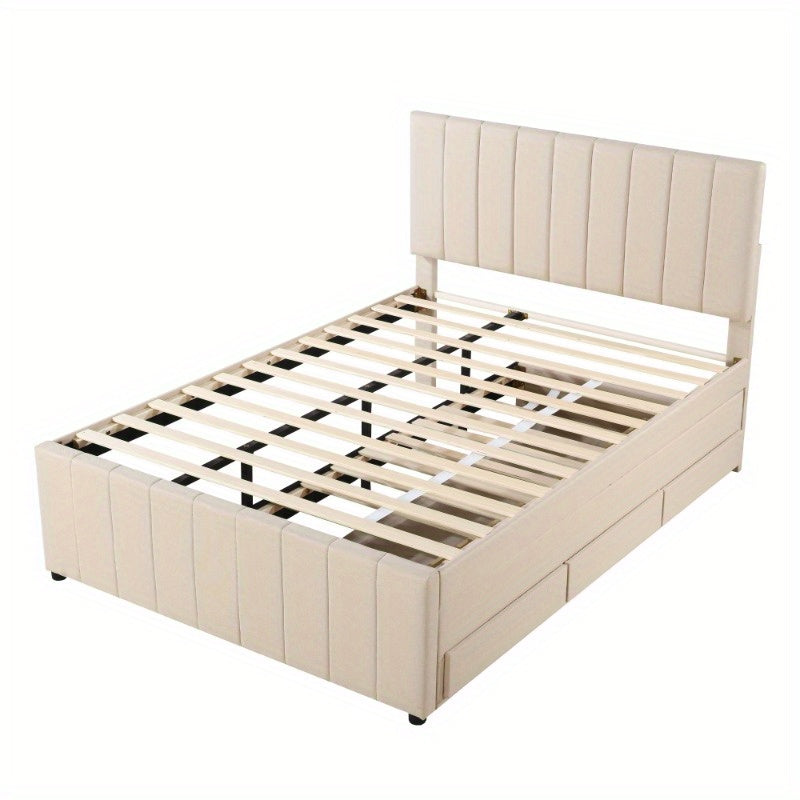 Uittrekbed – Logeerbed – Bedbank – Opbergbed – Jongerenbed – 140x200 cm – Huidvriendelijke Linnen Bekleding