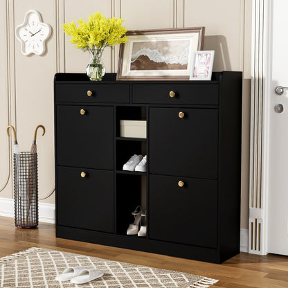 Schoenenkast – Schoenopberger – Schoenencabinet – Schoenenrek – Opbergkast – Metaal Frame – Ruimtebesparend Ontwerp 110x26x100cm