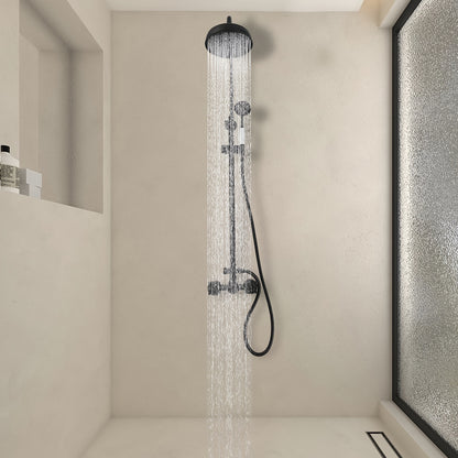 Regendouche – Douche Systeem – Douche Set – Handdouche – Doucheset – Retro Design – Verstelbare Douchestang – Messing & Roestvrijstaal - Zwart
