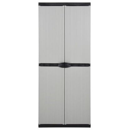 Buitenkast – Tuinkast – Opbergkast – Bergkast – Tuinopbergkast – Transparante Deuren – Duurzaam Kunststof – Vrijstaand – Grijs-Zwart – 68,58 cm Hoog – 3,2 Kubieke Voet Inhoud