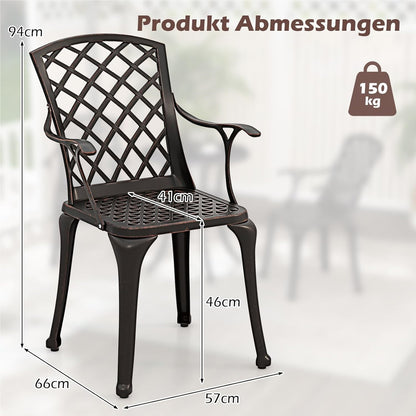 Aluminium Tuinstoelen – Terrasstoelen – Balkonstoelen – Buitenstoelen – Tuinmeubilair – Weerbestendig – Ergonomisch Met Armleuningen – Koper Rood – Set van 2