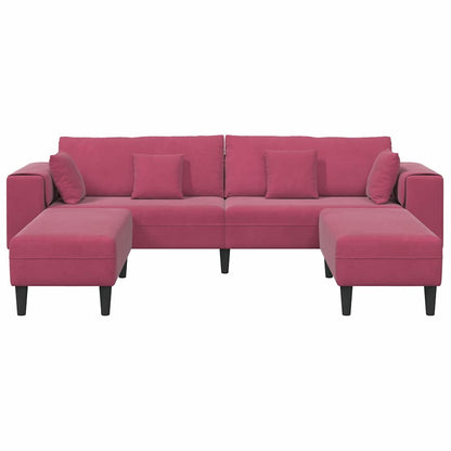 Bankstel – Bank – Hoekbank – Slaapbank – Zetel – Velvet Bekleding – Inclusief Ottoman – Stevig Houten Frame
