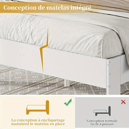 Modern Bedframe Queen Size – Tweepersoonsbed – Platformbed – Slaapkamer Bed – Bed Met Opberglades – Minimalistisch Design – 150x200 cm – Stevig Kunststof Hout