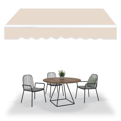 Knikarmscherm – Zonnescherm – Uitvalscherm – Terrasscherm – Balkon Scherm – Licht Beige – Handmatig Bedienbaar – UV-Bestendig Polyester 350x300 cm