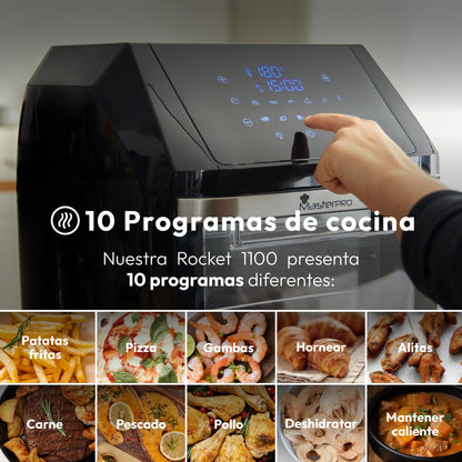 Airfryer – Heteluchtfriteuse – Airfryer Oven – Vetarm Koken – Digitale Touchscreen – 11L Inhoud – 1800W Vermogen – Temperatuur Instelbaar 80-200°C