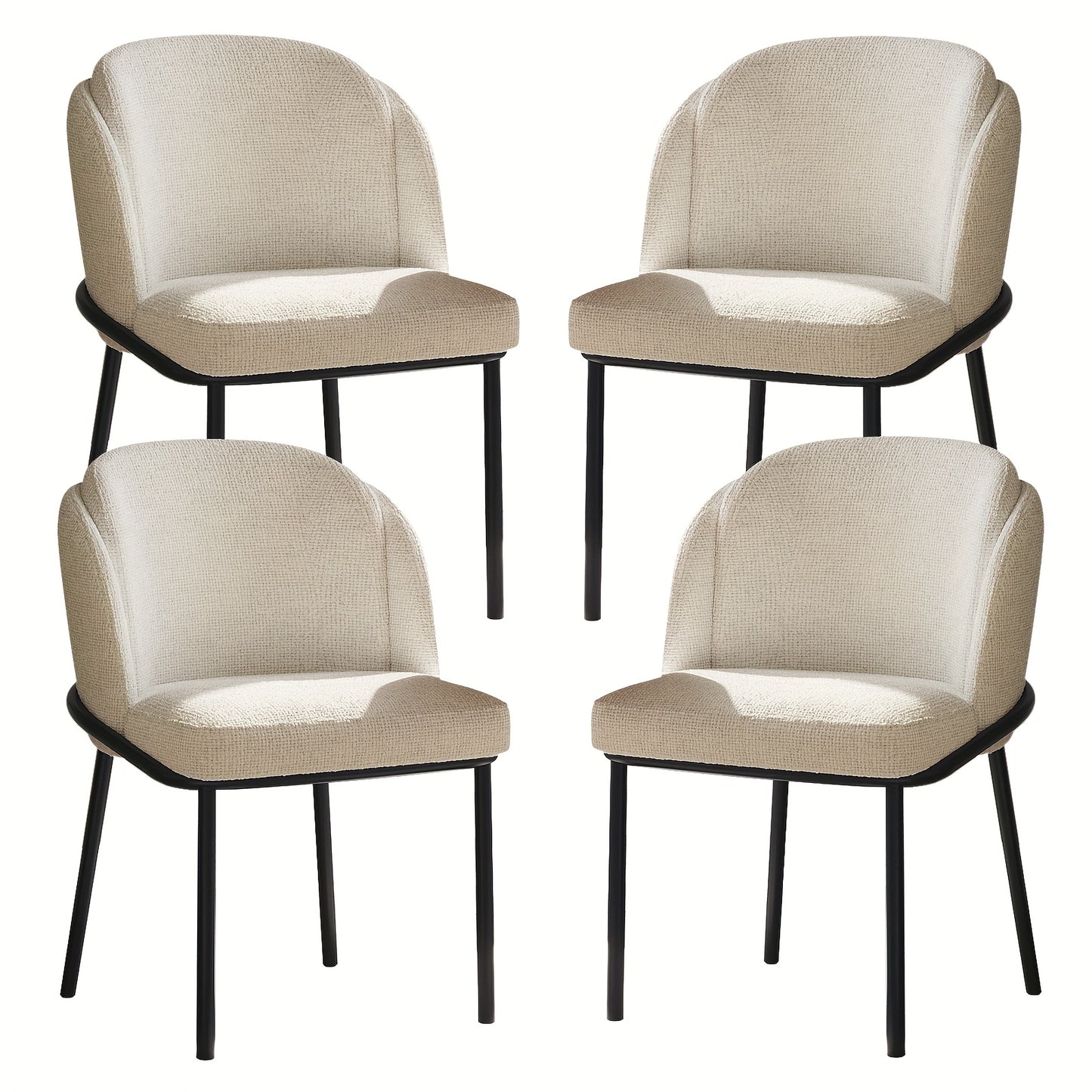 Eetkamerstoelen – Stoelen – Dining Chairs – Keukenstoelen – Tafels Stoelen – Set Van 4 - Off-White – Ergonomische Hoge Rugleuning – Zachte Makkelijk Schoon Te Maken Bekleding