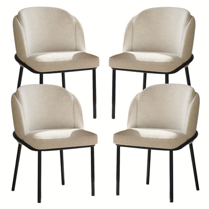 Eetkamerstoelen – Stoelen – Dining Chairs – Keukenstoelen – Tafels Stoelen – Set Van 4 - Off-White – Ergonomische Hoge Rugleuning – Zachte Makkelijk Schoon Te Maken Bekleding