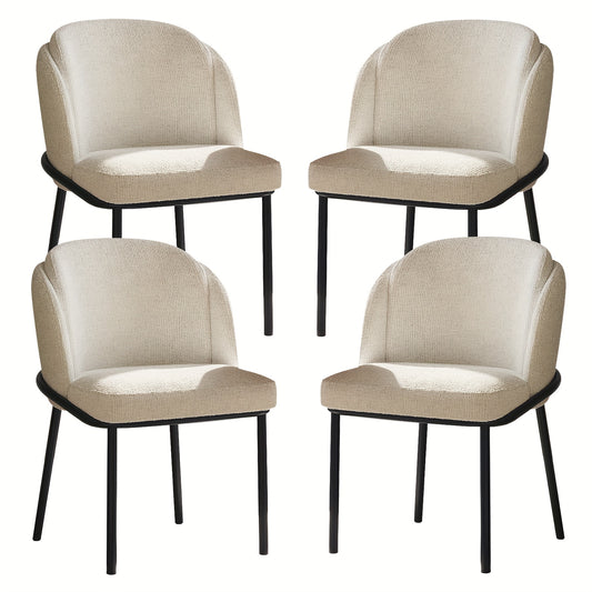 Eetkamerstoelen – Stoelen – Dining Chairs – Keukenstoelen – Tafels Stoelen – Set Van 4 - Off-White – Ergonomische Hoge Rugleuning – Zachte Makkelijk Schoon Te Maken Bekleding