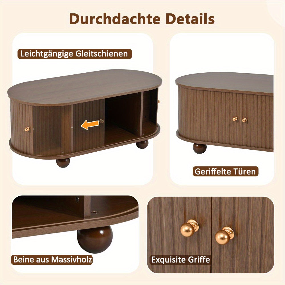 Salontafel – Woonkamertafel – Koffietafel – Tafel – Salontafeltje – Walnootlook – Schuifdeur Met 360° Draaifunctie – Compact 100x50x40 cm