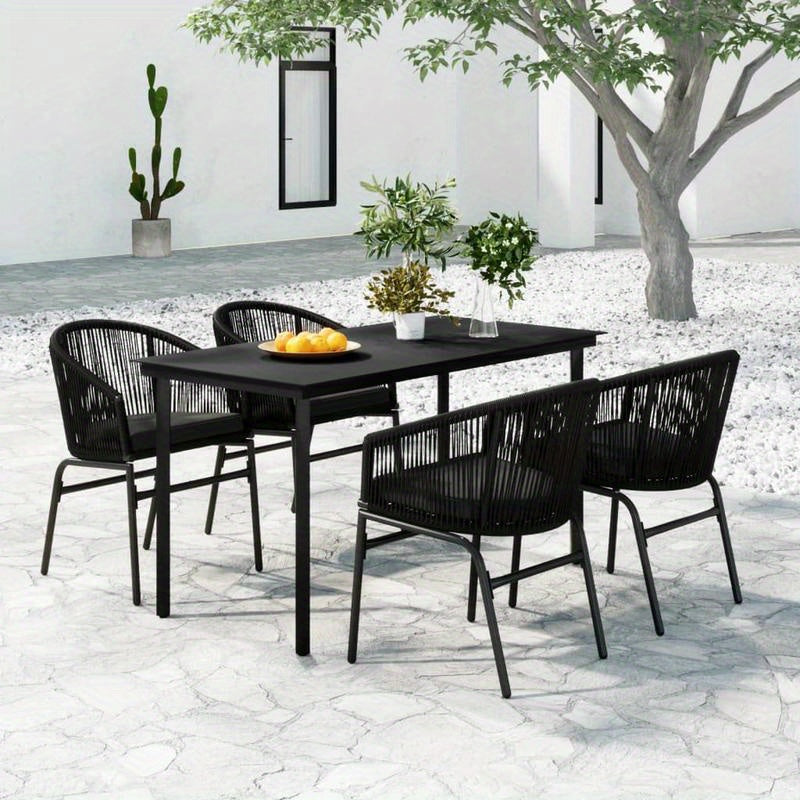 Tuinset – Tuinmeubel Set – Buitenset – Terrasmeubilair – Balkonset – Zwart – 5-Delig – Weerbestendig Hout – Lichtgewicht & Verplaatsbaar