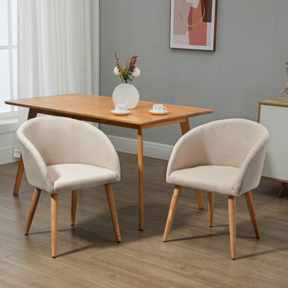 Eetkamerstoel – Stoel – Kuipstoel – Zithoekstoel – Barkruk – Scandinavisch Design – Houten Poten Met Antislip – Max 150 Kg Belastbaar – Beige Stoffering
