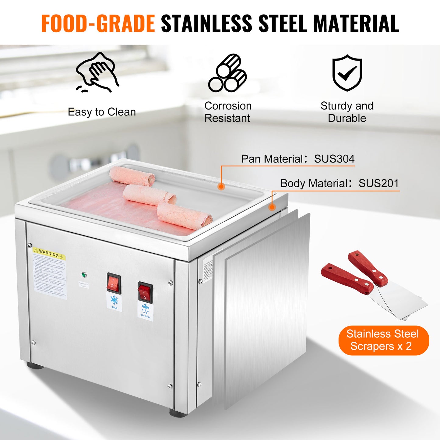 IJsrollermachine – IJsroller – Roltijsmaker – Frozen Yoghurtmachine – Roestvrij Staal – Snel Koelsysteem