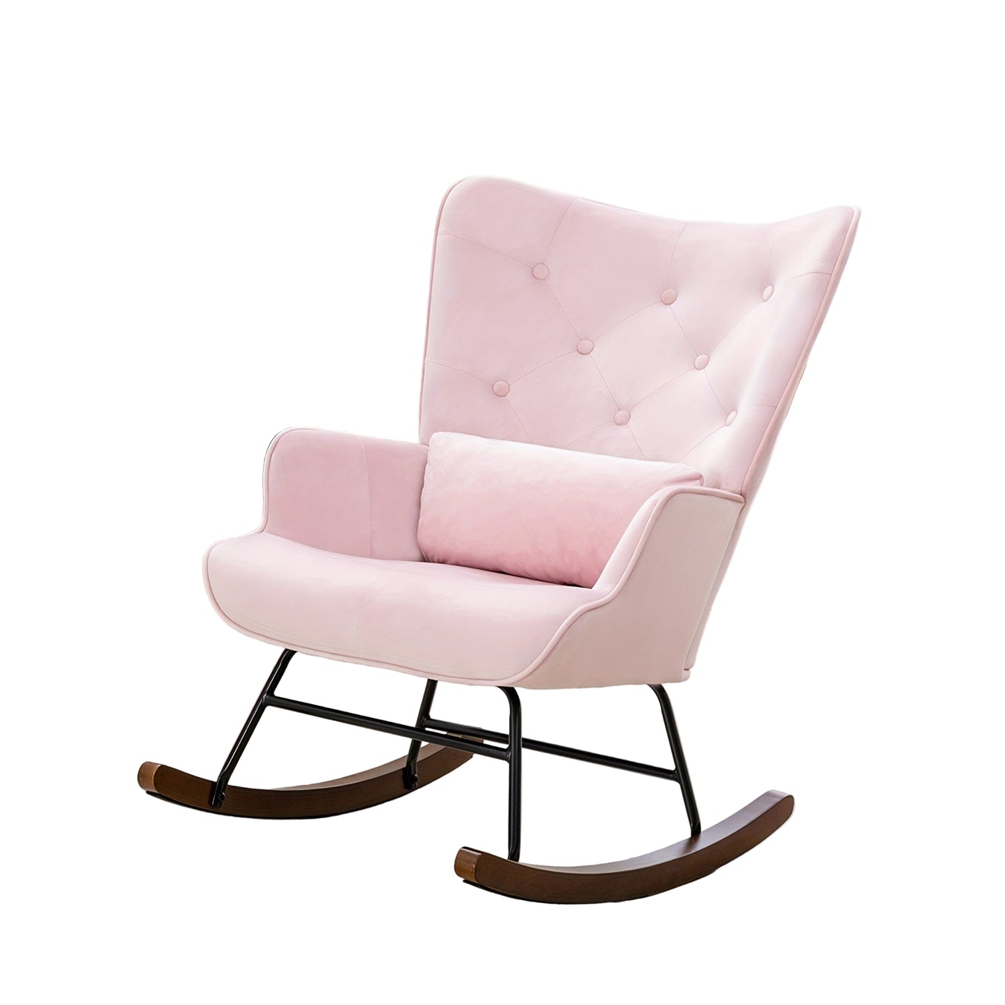 Schommelstoel – Relaxfauteuil – Loungestoel – Schommelstoel Babykamer – Voedingsstoel – Fluwelen Bekleding – Hardhouten Frame