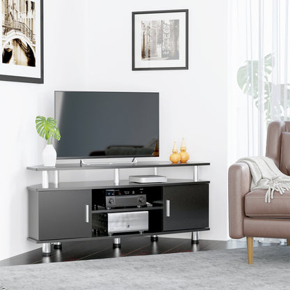 TV Meubel – Tv Kast – Tv Dressoir – Entertainmentmeubel – Mediameubel – Zwart Metaal – Opbergruimte Met 2 Deuren En Open Plank – Afmeting 120x40x52 cm