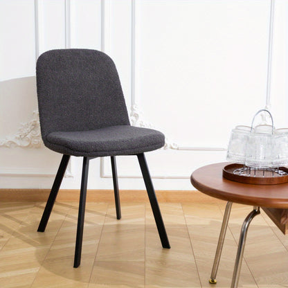 Eetkamerstoel – Stoel – Kuipstoel – Keukenstoel – Dining Chair – Teddy Fleece – Zachte Bekleding – Stabiel Metalen Frame – Set van 2