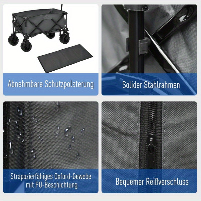 Opvouwbare Transportwagen – Vouwwagen – Bolderkar – Trolley – Transportkar – Metalen Frame – 360° Draaibare All-Terrain Wielen