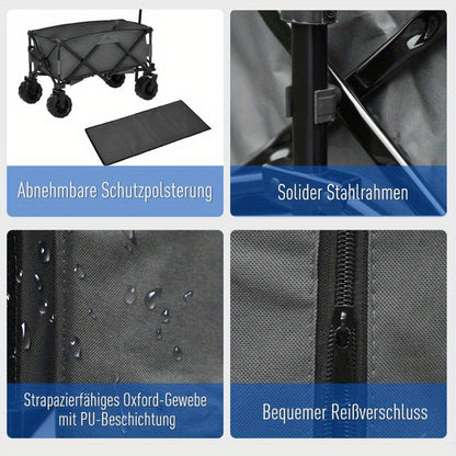 Opvouwbare Transportwagen – Vouwwagen – Bolderkar – Trolley – Transportkar – Metalen Frame – 360° Draaibare All-Terrain Wielen