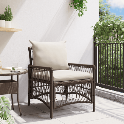 Tuinstoel Set – Gartenstuhl – Buitenstoel – Patio Stoel – Rattan Stoel – Met Kussen – 60x70x78 cm – Poly Rattan – Beige