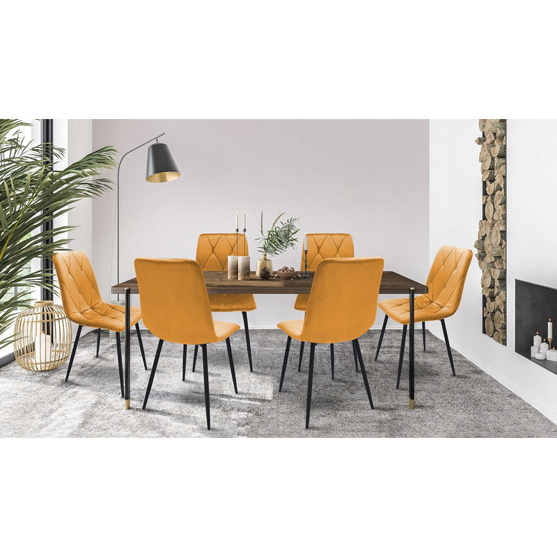 Fauteuil – Armstoel – Stoel – Eetkamerstoel – Loungestoel – Velours Bekleding – Met Metalen Zwarte Poot – Draagkracht 130 kg – Set Van 4