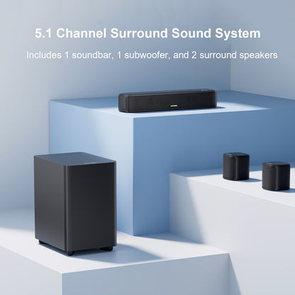 Soundbar – Home Theater – Surround Sound Systeem – TV Speaker – Sound Bar Met Subwoofer – 5.1 Kanaals Surround – Dolby Atmos – App Bediening – HD eARC