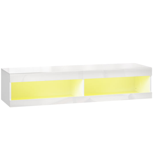 Tv Meubel – TV Kast – TV Meubel Hangend – Lowboard – TV Dressoir – Hoogglans Wit – RGB LED Verlichting 16 Kleuren – 140x40x30 cm