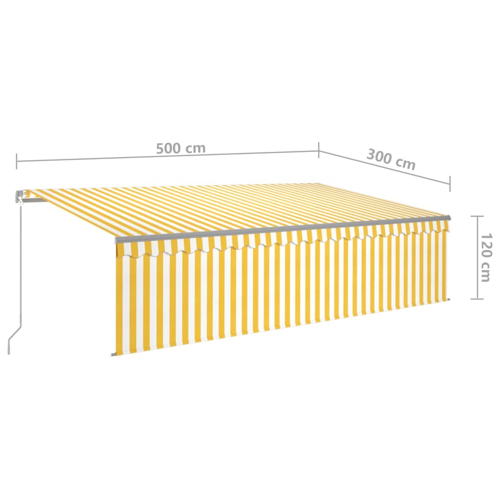 Zonnescherm – Zonwering – Uitschuifbare Luifel – Schaduwdoek – Terrasoverkapping – Geel en Wit – 5x3 Meter – UV- en Waterbestendig Polyester