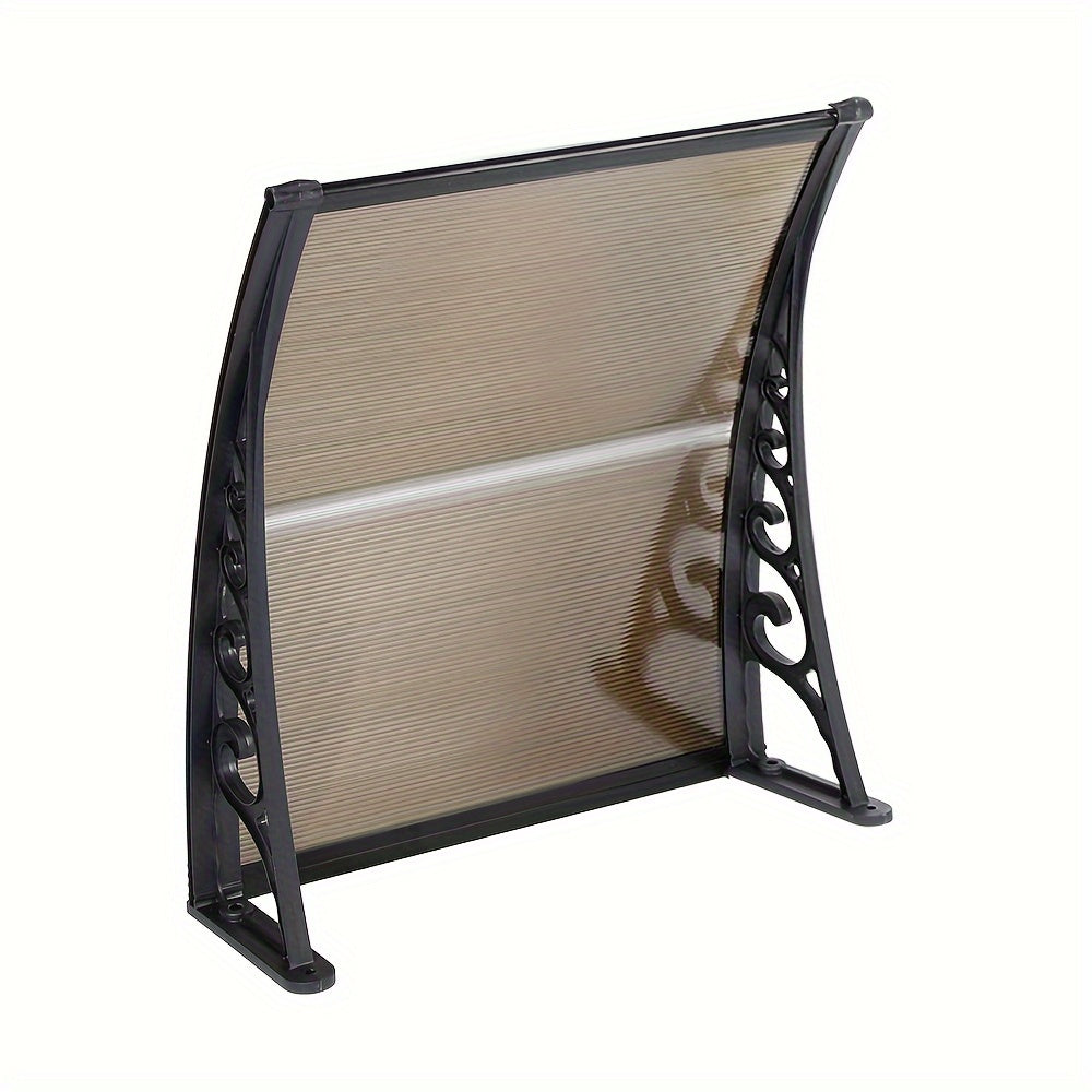 Window Awning Canopy Outdoor Polycarbonate Hollow Sheet Door Patio Canopy Front Door Overhang Awning 100x100cm Brown
